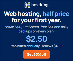Hostking 50% off first year