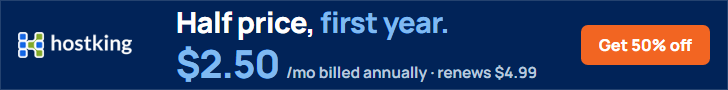Hostking 50% off first year